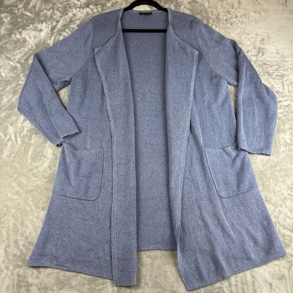 J. Crew Juliette‎ Sweater Women's XL Blue Cardigan Open Front Linen Blend (1065)